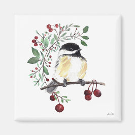 Niedliche Chickadee Watercolor Museo Cantonale d'A Magnet