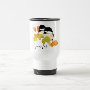 Niedliche Chickadevögel Personalisierte Reisemugge Reisebecher