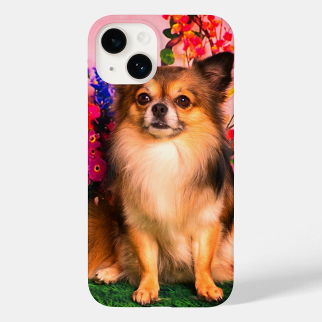 Niedliche Chihuahua Amid Spring Blumen Case-Mate iPhone 14 Hülle (Rückseite)