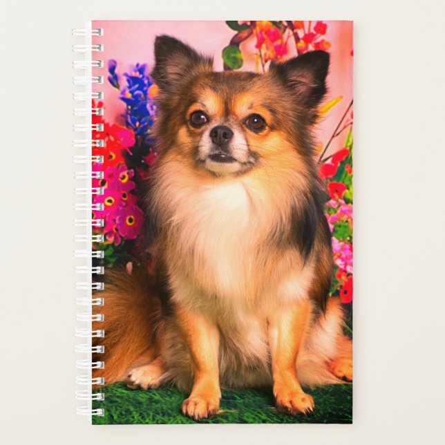 Niedliche Chihuahua Amid Spring Blumen Planer (Vorderseite)