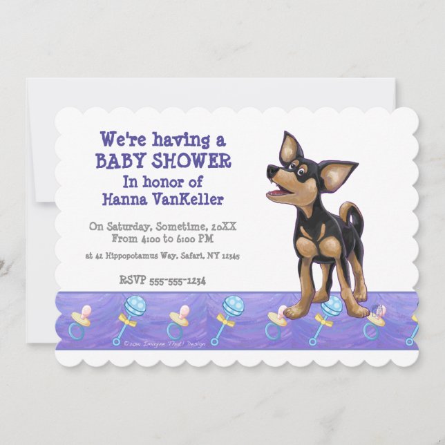 Niedliche Chihuahua Babydusche Einladung (Vorderseite)