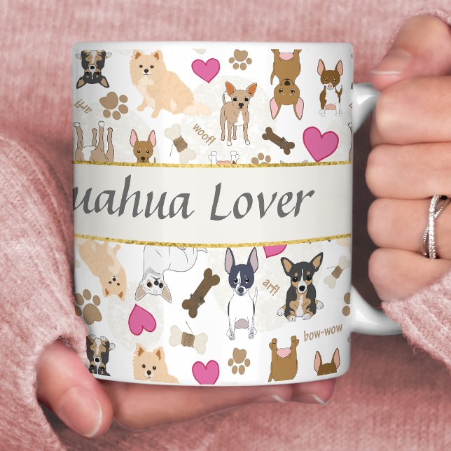 Niedliche Chihuahua-Hunde-Muster Personalisiert Kaffeetasse (Von Creator hochgeladen)