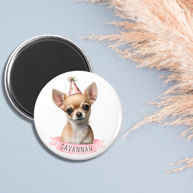 Niedliche Chihuahua mit dem Namen Pink Whimsical D Magnet (Von Creator hochgeladen)