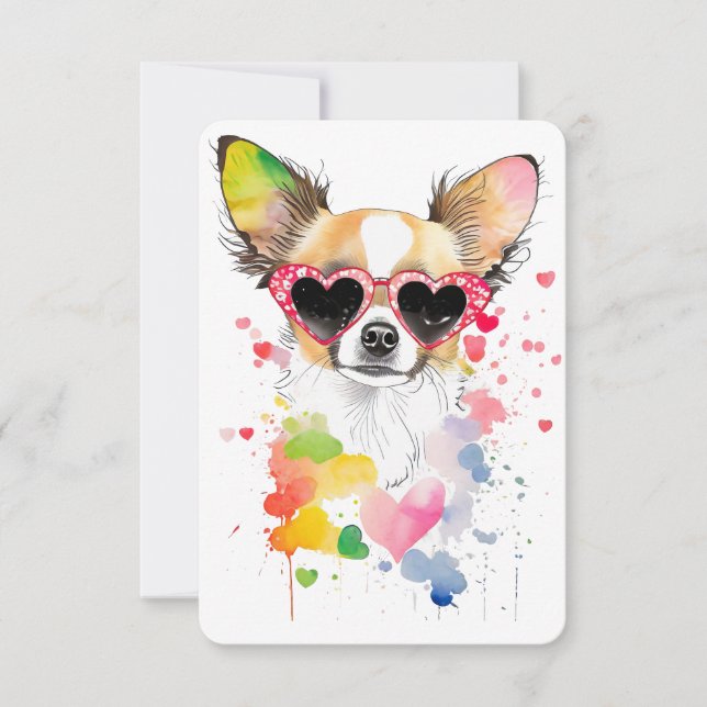 Niedliche Chihuahua mit Herzsonnenbrille Dankeskarte (Vorderseite)