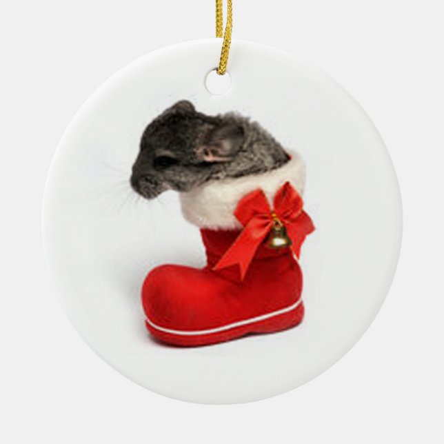 Niedliche Chinchilla im WeihnachtsStrumpf Keramik Ornament (Vorne)
