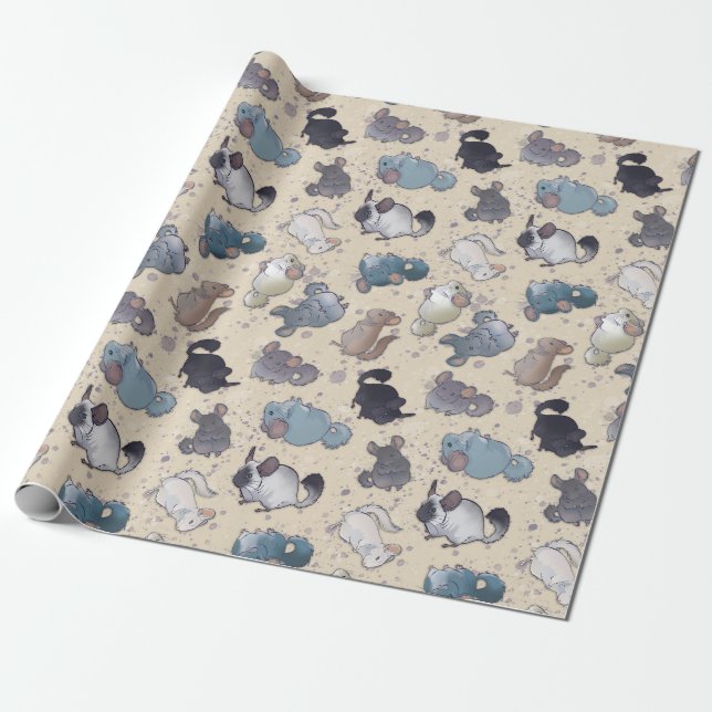 Niedliche Chinchilla Scatter-Niedliche Tiere Geschenkpapier (Ungerollt)