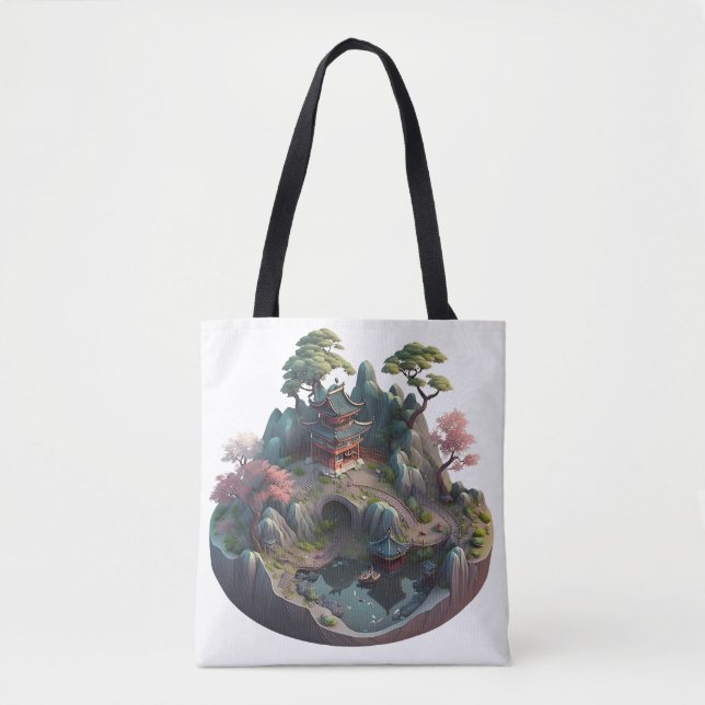 Niedliche chinesische Fantasie 3D Landschaft Tote  Tasche (Vorderseite)