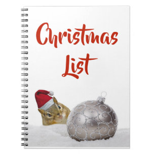 Niedliche Chipmunk-Weihnachtsliste Notizblock