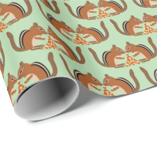 Niedliche Chipmunks-Hochzeit im Herbst Gemustert Geschenkpapier