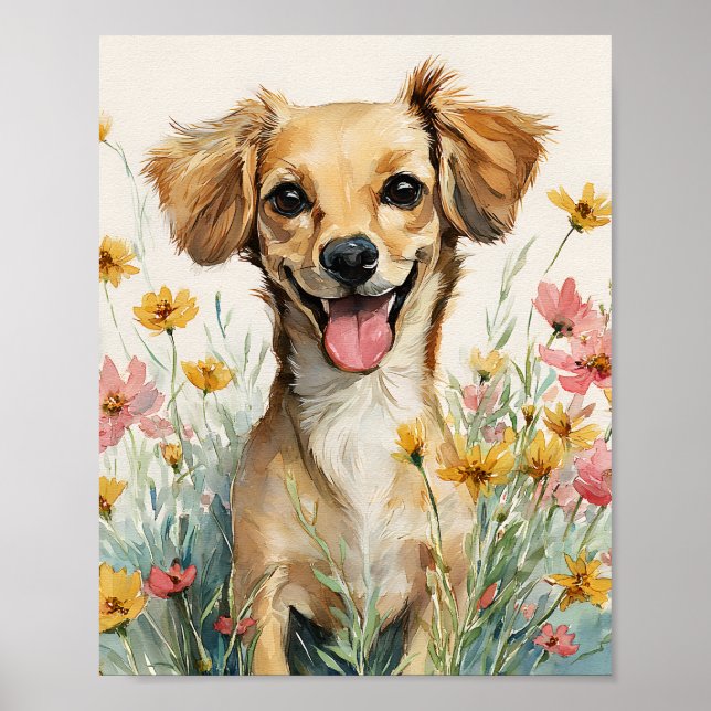 Niedliche Chiweenie Watercolor - Happy Dackel Ch Poster (Vorne)
