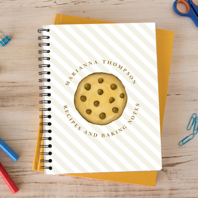 Niedliche Chocolate Chip Cookies Notizbuch (Cute chocolate chip cookie treat custom spiral notebook.)