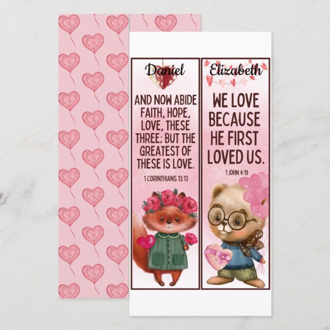 Niedliche Christliche Liebe Bibel Verse Kinder Les Karte (Vorne/Hinten)