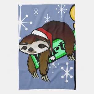 NIEDLICHE CHRISTMAS URLAUB SANTA SLOTH VERTICAL GESCHIRRTUCH