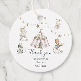 Niedliche Circus Animals Baby Shower Circle Fevor Geschenkanhänger