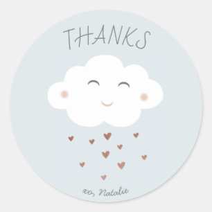 Niedliche Cloud-Babydusche Danke-Aufkleber Runder Aufkleber