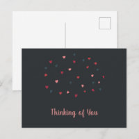 Niedliche Cloud of Colorful Hearts on Dark Postcar