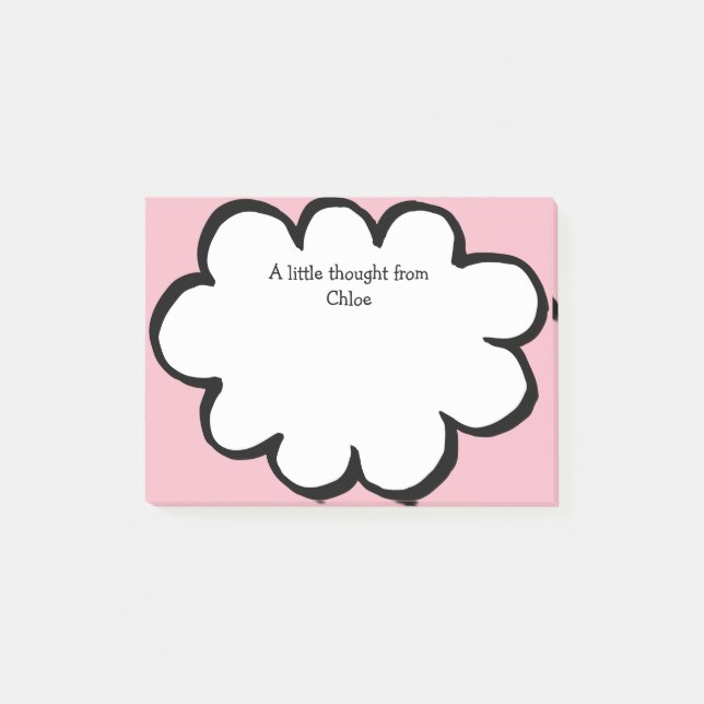 Niedliche Cloud-Personalisierte Namensmeldung rosa Post-it Klebezettel (Vorderseite)