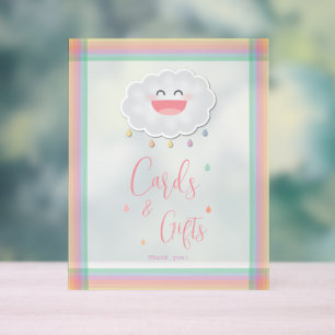 Niedliche Cloud Raindrops Baby Sprinkle Karten und Acrylschild