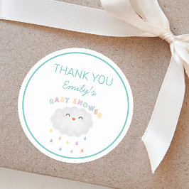 Niedliche Cloud Raindrops Gender Neutral Baby Show Runder Aufkleber