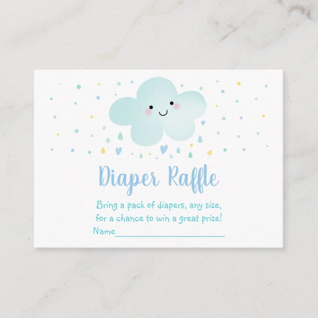Niedliche Cloud Stars Blue Baby Dusche Windeln Win Begleitkarte (Vorderseite)