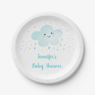 Niedliche Cloud Stars Blue Baby Sprinkle Pappteller