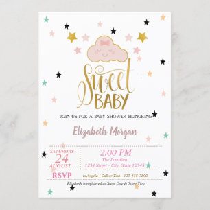 Niedliche Cloud, Stars, Sweet Baby Dusche Einladung