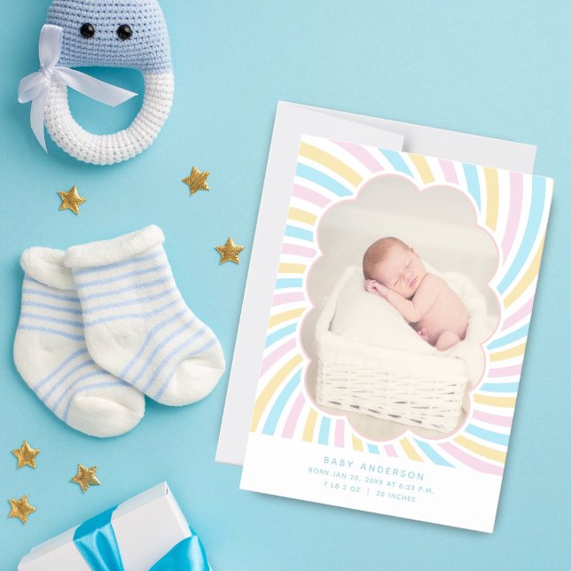 Niedliche Cloud Unisex Baby Foto Geburtsankündigun Magneteinladung (Von Creator hochgeladen)