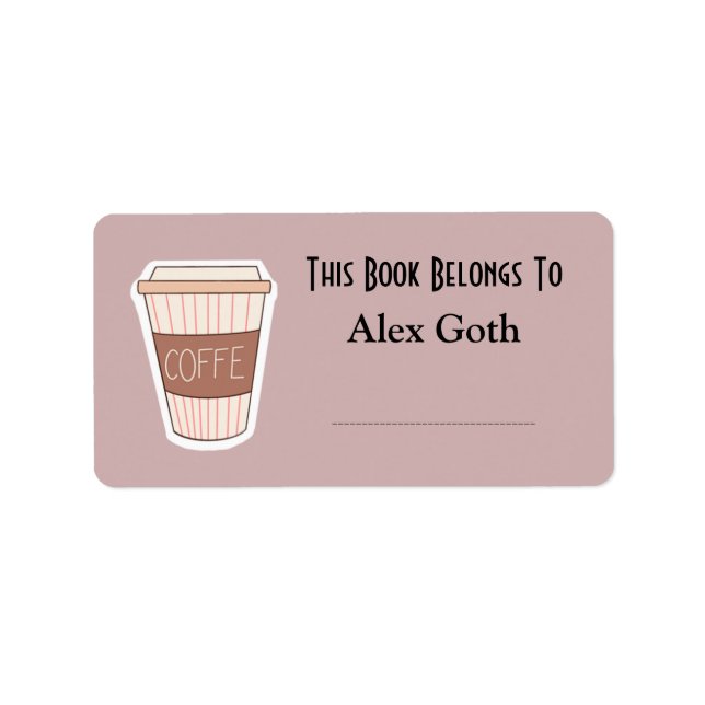 Niedliche Coffee Book Labels - Individuelle Name L Adressaufkleber (Vorne)