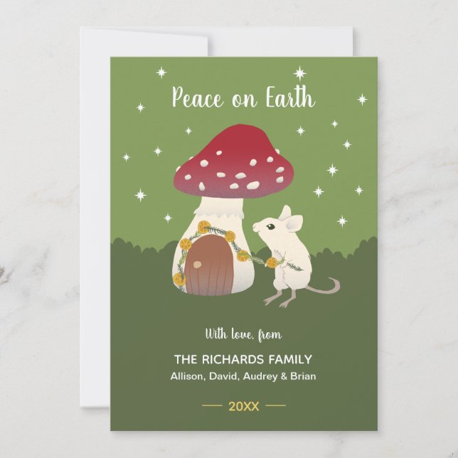 Niedliche Cogingcore-Maus Red Mushroom House Green (Vorderseite)