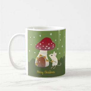 Niedliche Cogingcore-Maus Red Mushroom House Green Kaffeetasse