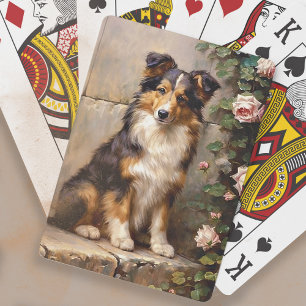Niedliche Collie Dog Pup Malerei Spielkarten
