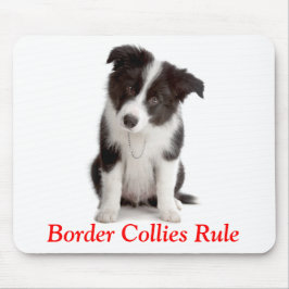 Niedliche Colliese an der Grenze Regel für Welpen- Mousepad