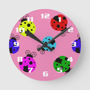 Niedliche Coloful Ladybugs Baby's Room Uhr