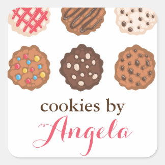 Niedliche Cookies - Etikett für Backwaren Quadratischer Aufkleber