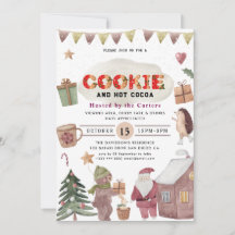 Niedliche Cookies und Einladung zur Kakaofeier