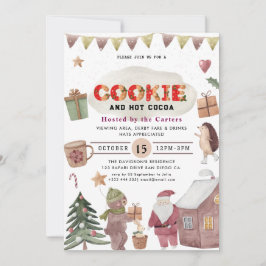 Niedliche Cookies und Einladung zur Kakaofeier