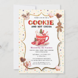 Niedliche Cookies und Einladung zur Kakaofeier