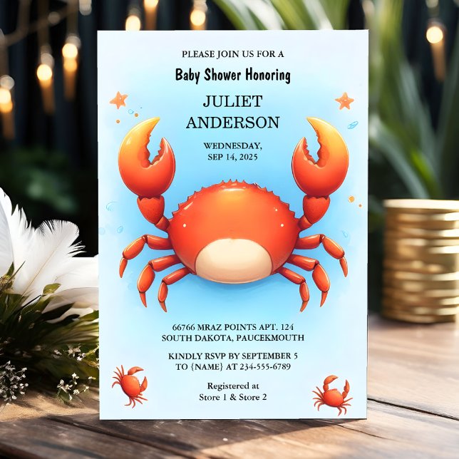 Niedliche Coole Beach Ocean Catch Red Crab Baby Du Einladung (Von Creator hochgeladen)