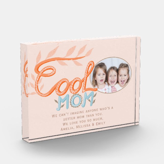 Niedliche Coole Mama Handschrift Muttertag Fotoblock (Links)