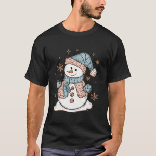 Niedliche Coquette Bow Snowman Weihnachten T-Shirt