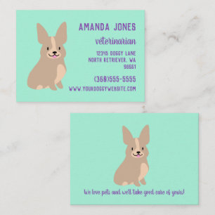 Niedliche Corgi Business Card Telefonnummerkarte