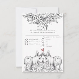 Niedliche Corgi Dogs Pencil Zeichnend Wedding RSVP Karte