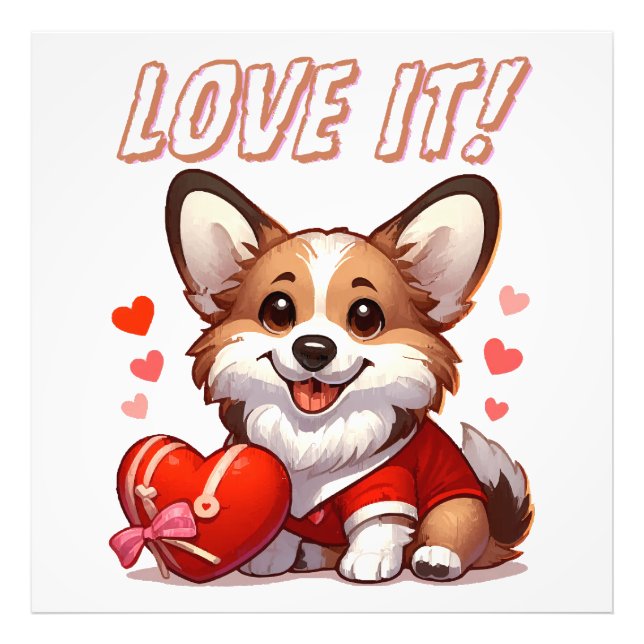 Niedliche Corgi-Liebe Fotodruck (Vorne)
