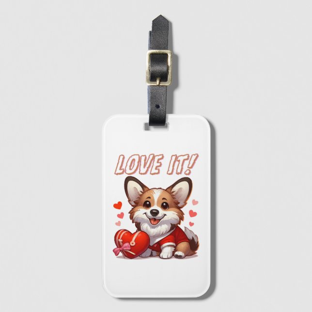 Niedliche Corgi-Liebe Gepäckanhänger (Vorderseite Vertikal)