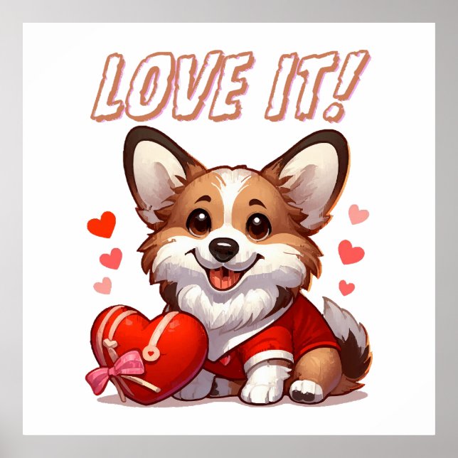 Niedliche Corgi-Liebe Poster (Vorne)