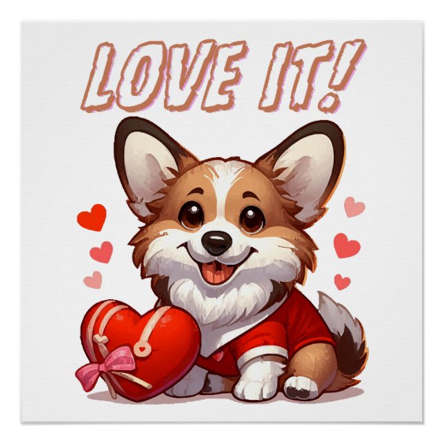 Niedliche Corgi-Liebe Poster (Vorderseite)