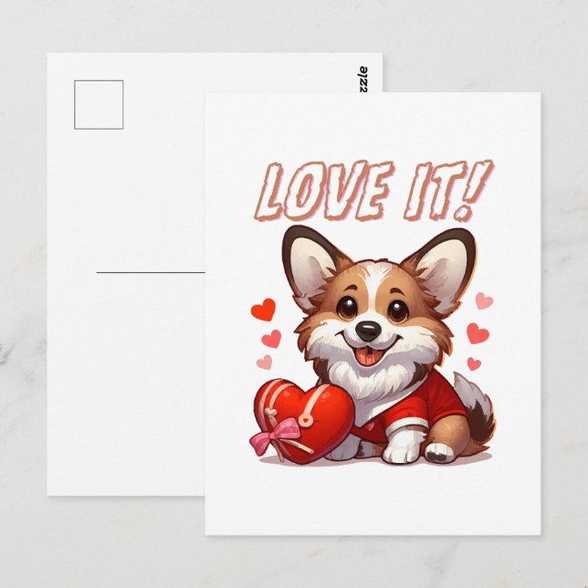Niedliche Corgi-Liebe Postkarte (Vorne/Hinten)