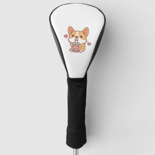 Niedliche Corgi-Lieben trinken Blumentee Golf Headcover