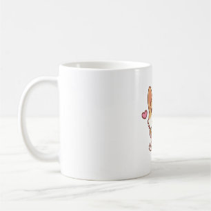 Niedliche Corgi-Lieben trinken Blumentee Kaffeetasse