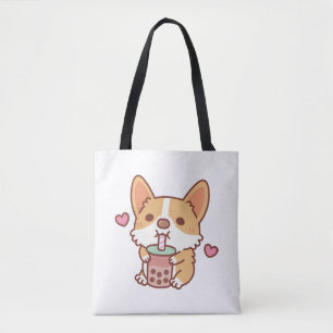 Niedliche Corgi-Lieben trinken Blumentee Tasche